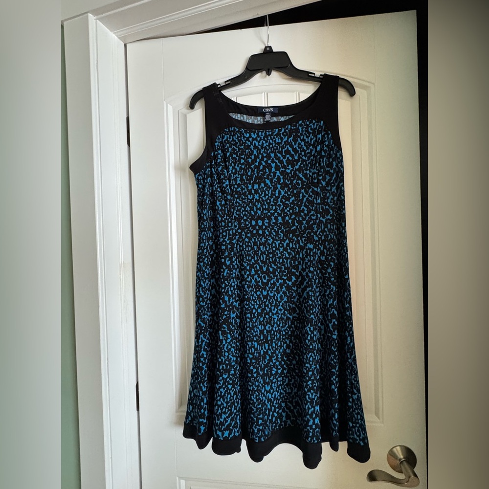 Blue and Black Sleeveless Dress